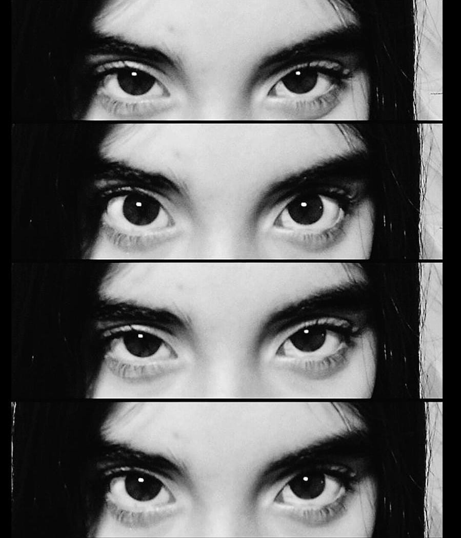 Nuestros ojos muy de cerca, en blanco y negro